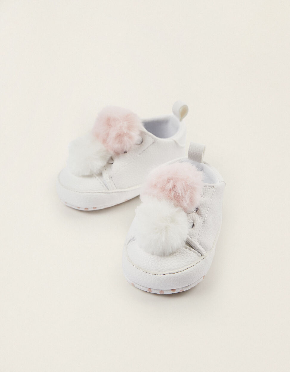 Trainers with Pompoms for Newborn White/Pink | Zippy Online Romania