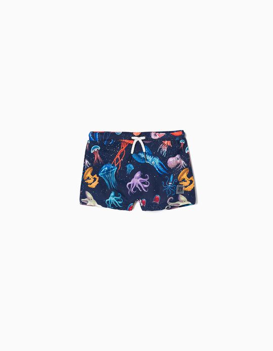 Shorts de Baño SPF 80 para Niño 'Pulpos', Azul Oscuro