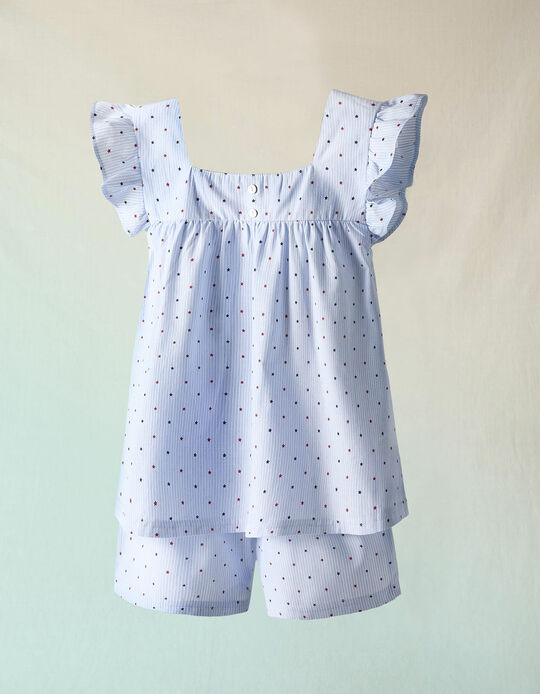 Cotton Pyjamas for Girls 'Stripes & Stars', Blue