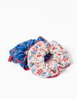 Buy Online Pack of 2 Scrunchie Hair Ties with Lace for Baby and Girl, Multicolour