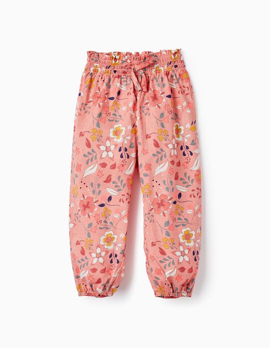 Floral Pattern Trousers for Baby Girls, Pink