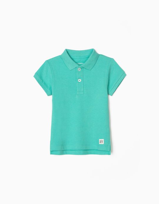 Polo Shirt for Baby Boys, Aqua Green