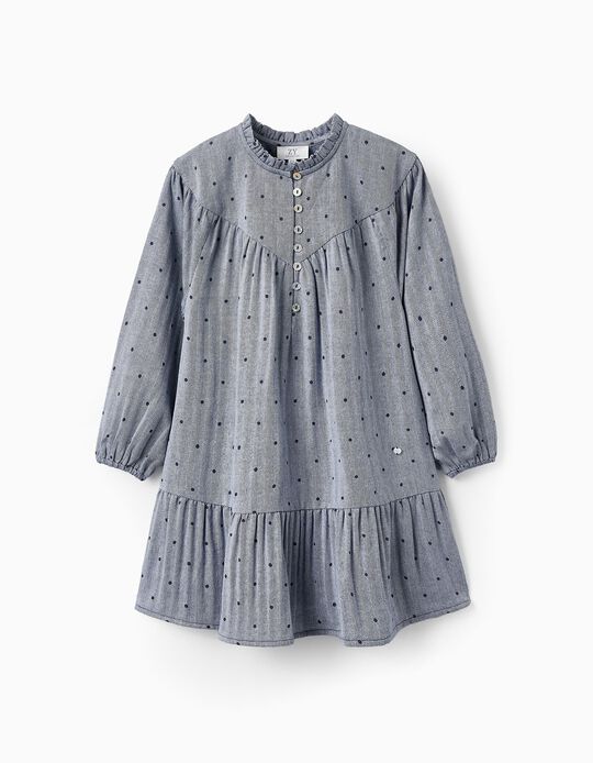 Comprar Online Vestido de Algodão com Padrão para Menina, Azul