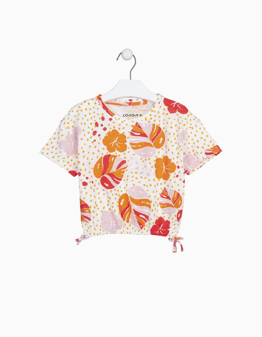 T-shirt com Padrão em Algodão para Menina, Multicolor