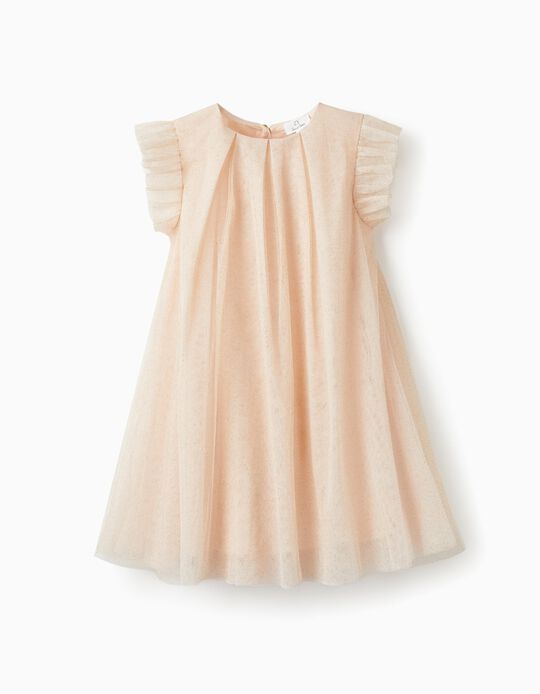 Dress in Tulle and Cotton for Girls 'Special Days', Light Pink