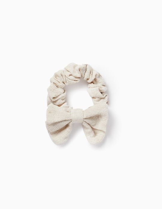Elastic Scrunchie with Bow for Baby and Girl, Beige