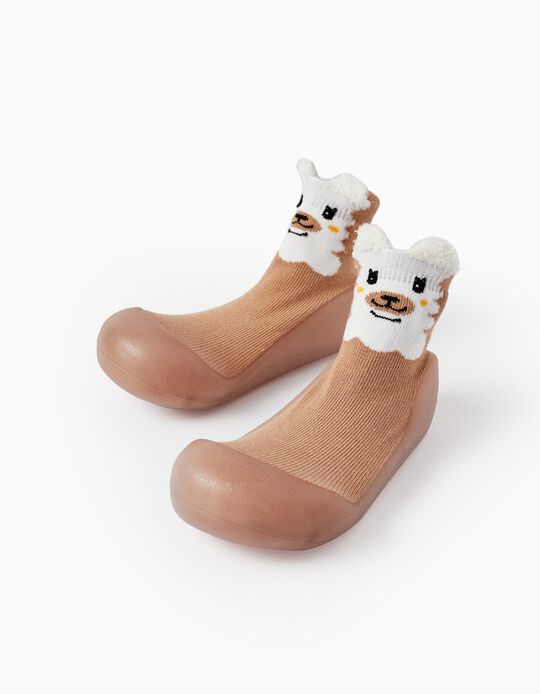 Slipper Socks with Non-Slip Sole for Baby Girls 'Bear', Brown