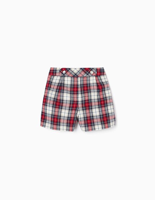 Checkered Cotton Shorts for Baby Girls, Multicoloured
