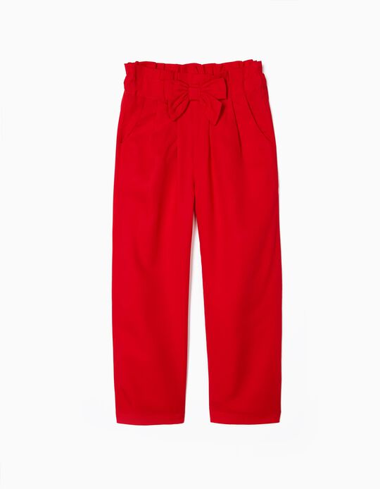 Paperbag Trousers for Girls, Red