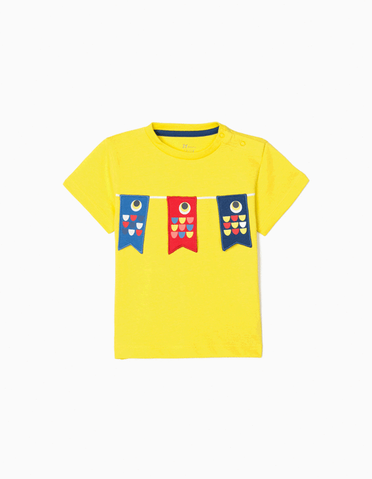 Camiseta para Bebé Niño 'Cute Cat', Amarilla