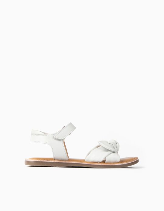 Leather Sandals for Girls, White