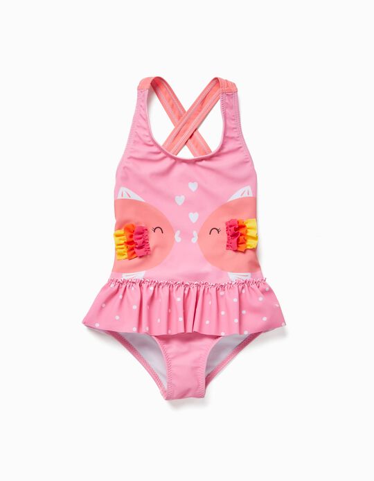 Swimsuit for Baby Girls 'Fish Kiss', Pink/Coral