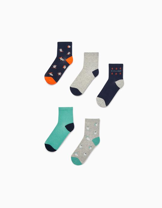 5-Pack Cotton Socks for Boys 'Yeti', Multicoloured