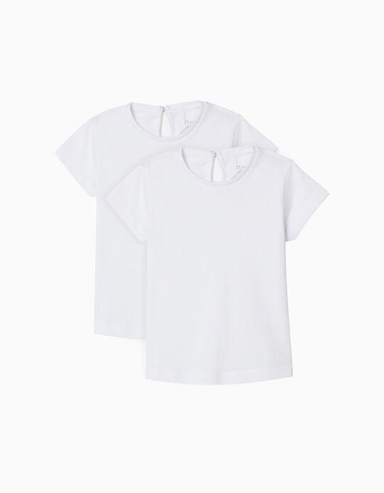 2 T-Shirts for Baby Girls, White