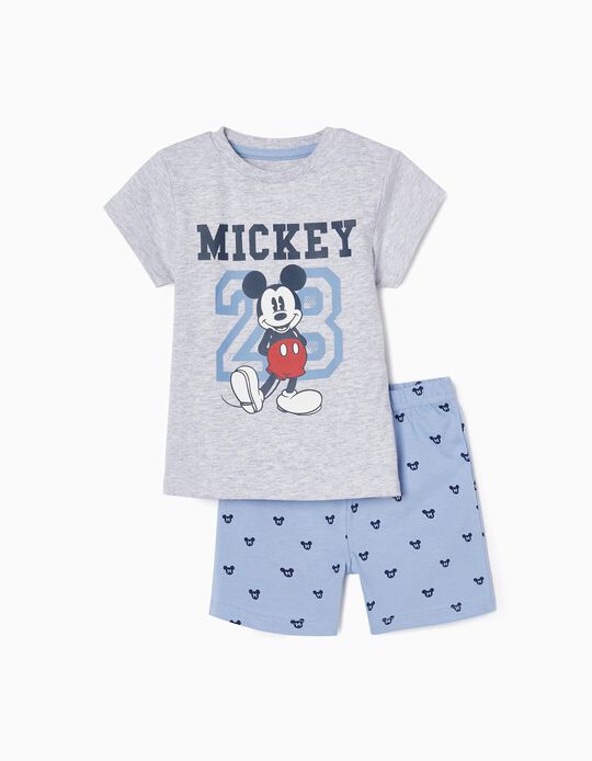 Cotton Pyjamas for Baby Boys 'Mickey', Blue/Grey