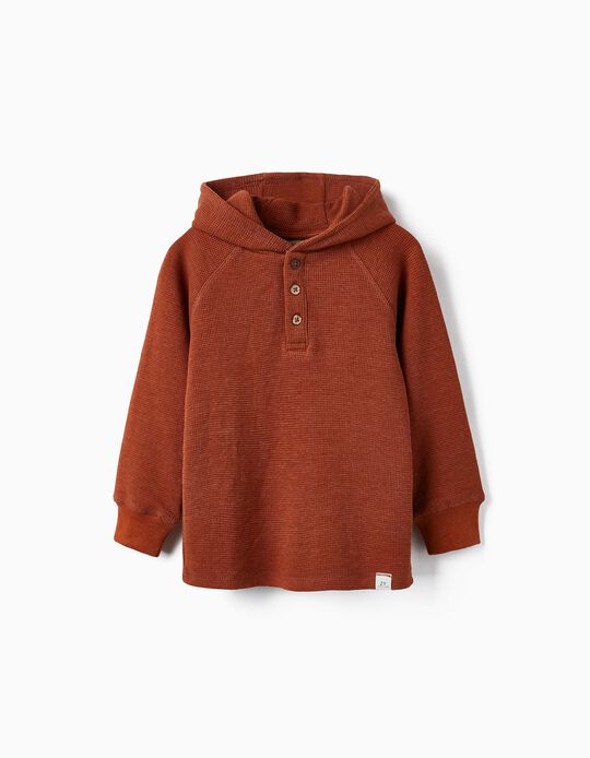 Hooded T-Shirt for Boy, Brown
