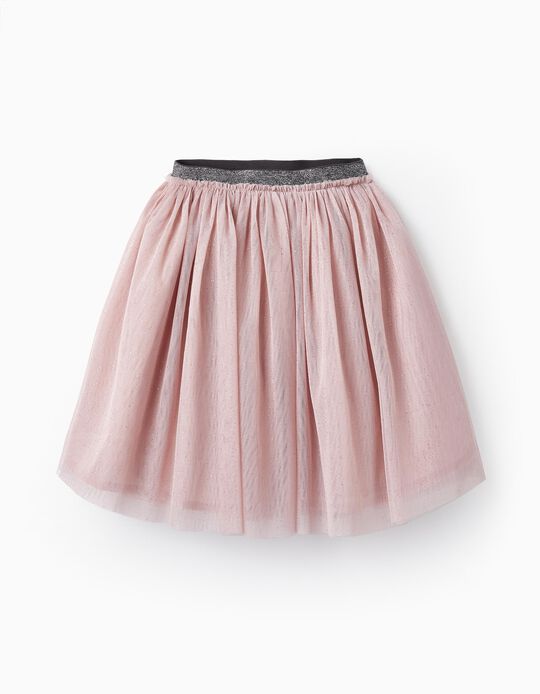 Tulle Skirt with Sparkles and Lurex Threads for Girls, Lilac