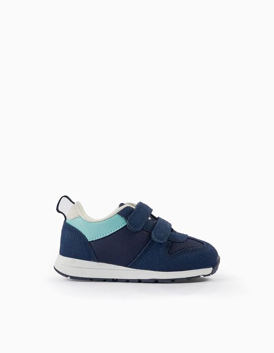 Zapatos para Bebé Niño, Azul Oscuro/Azul Claro/Blanco