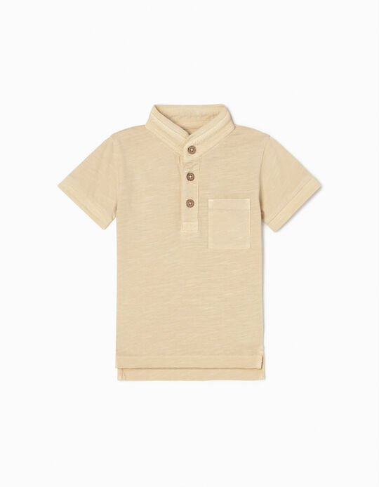 Polo with Mao Collar for Baby Boys, Beige