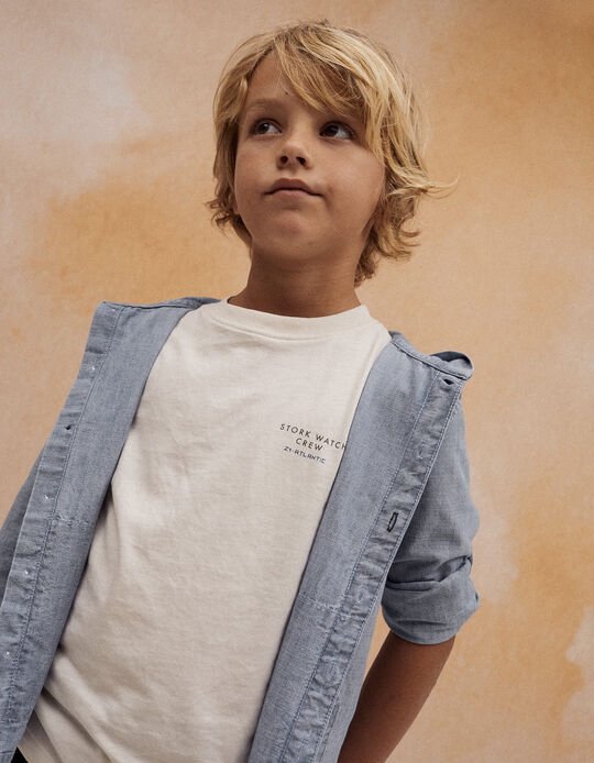 Camiseta de Algodón para Niño 'Stork Watch Crew', Blanco