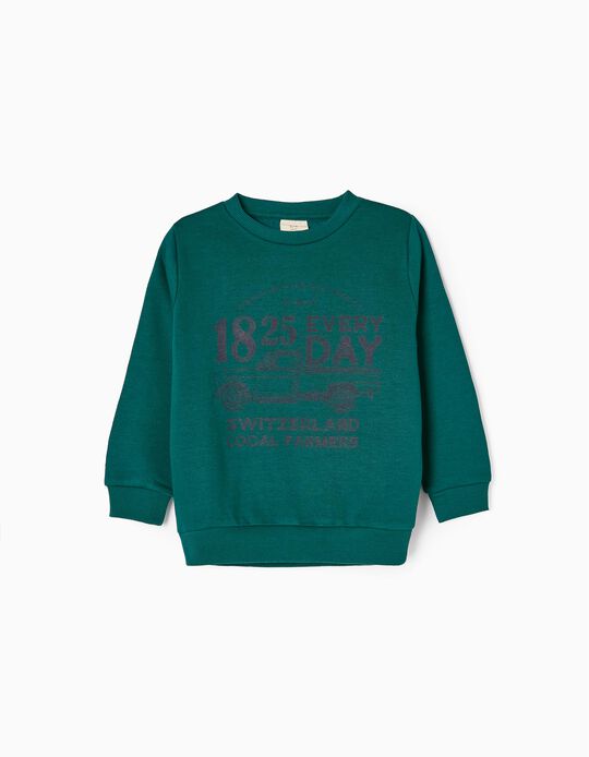 Brushed Cotton Sweatshirt for Boys 'Local Farmers', Green