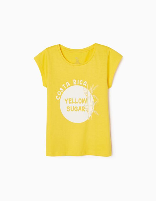 T-shirt de Algodão para Menina 'Costa Rica', Amarelo