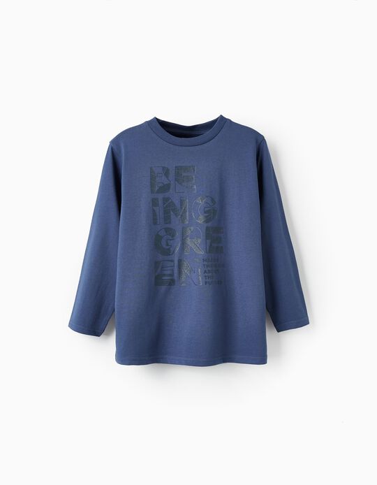 Camiseta de manga corta con motivo azul niño Okaïdi & Obaïbi