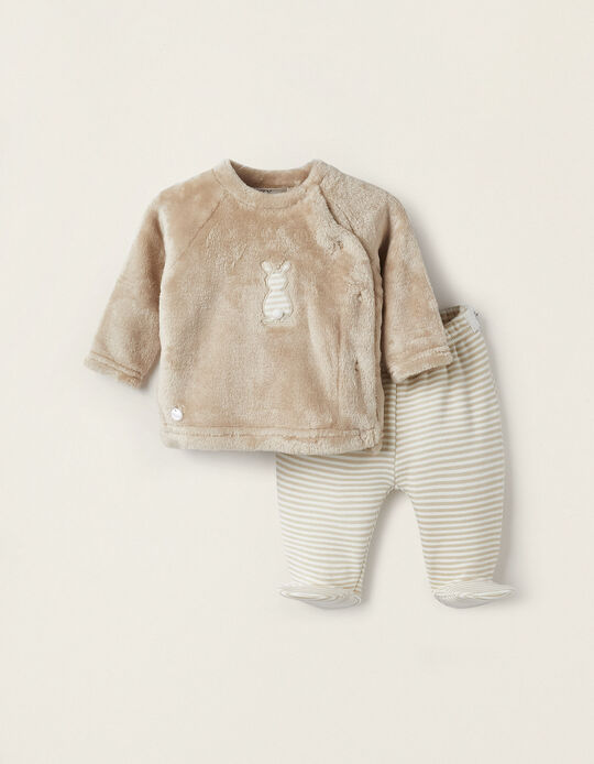 Pyjamas for Newborn 'Rabbit', Beige/White