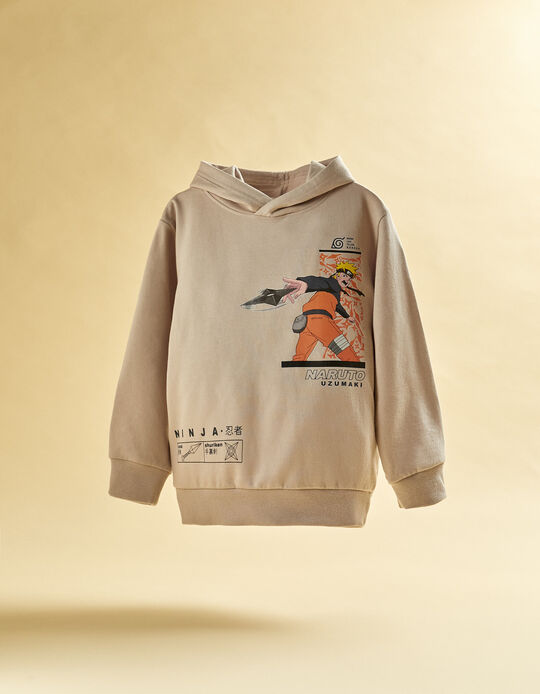Buy Online Sweatshirt with Hood in Cotton for Boys 'Naruto', Beige