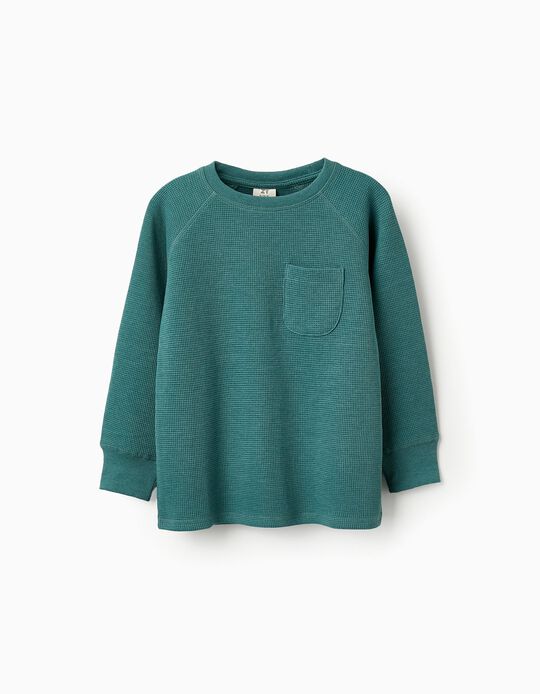 Buy Online Textured Sweatshirt with Pocket for Boys, Green