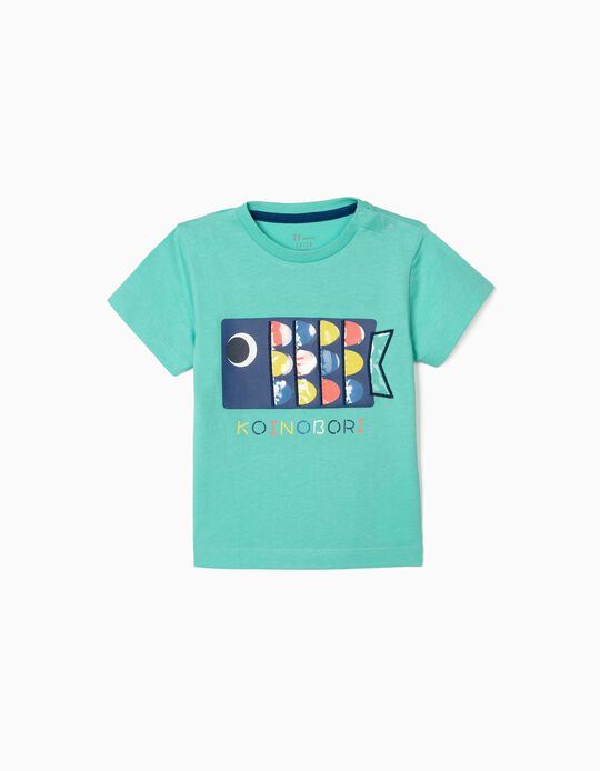 Camiseta para Bebé Niño 'Fish', Verde Agua