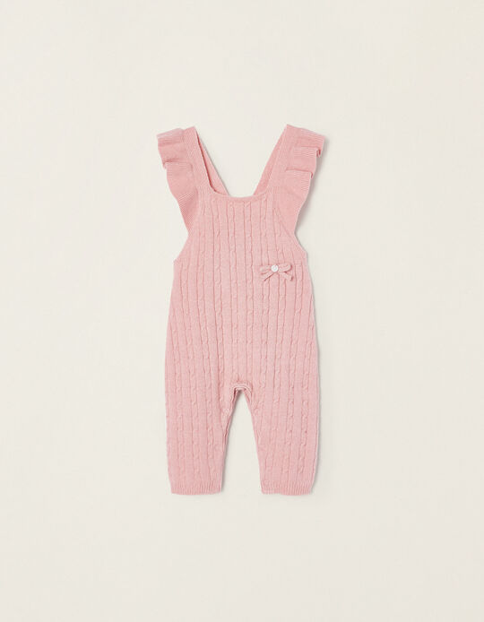 Braided Knit Jumpsuit for Newborn, Pink