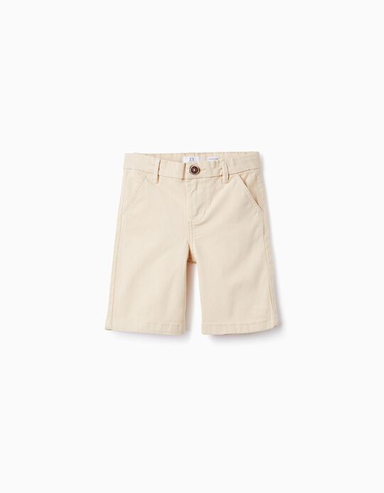 Cotton Twill Chino Shorts For Boys 'Midi', Beige