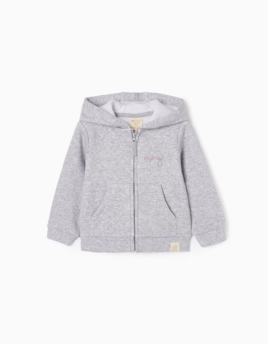 Hooded Jacket with Thermal Effect for Baby Girls 'Magic', Grey