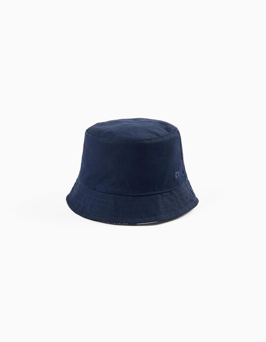 Reversible Hat for Baby Boys, Dark Blue/White
