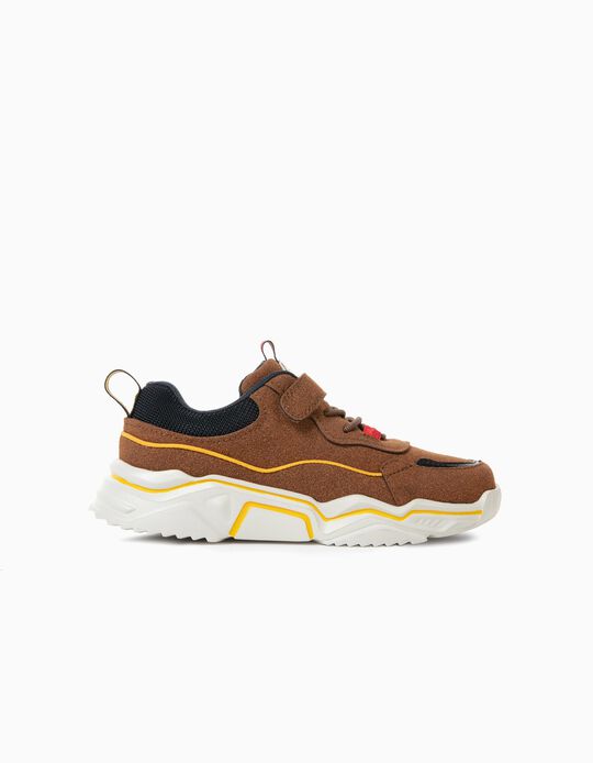 Trainers for Boys in Different Materials 'Kansas', Camel/Dark Blue 