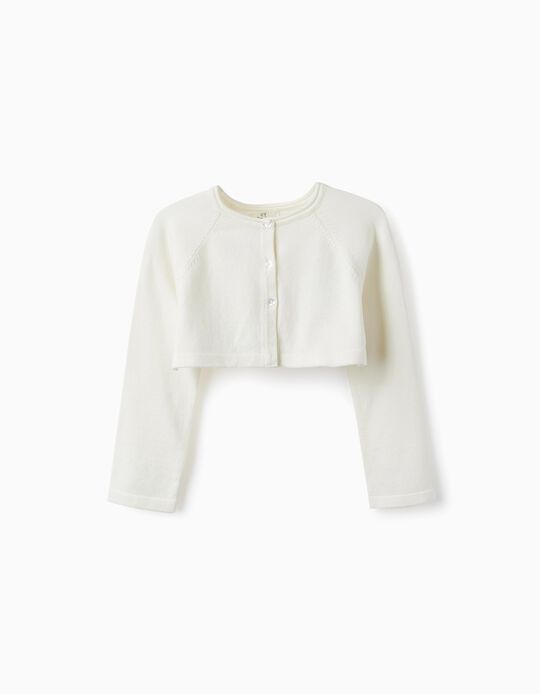 Knitted Bolero Jacket for Girls, White