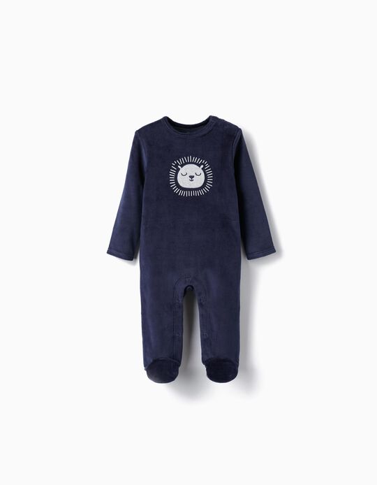 Babygrow Veludo para Bebé Menino 'Teddy Bear', Azul Escuro