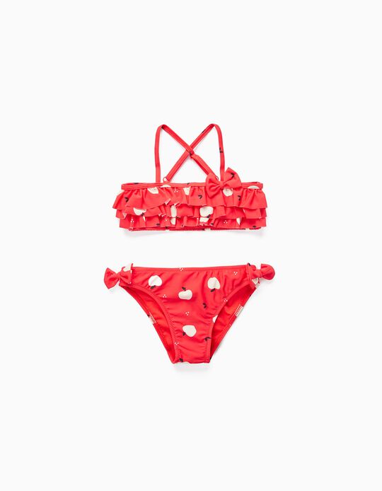 Bikini con Volantes UPF 80 para Niña 'You&Me', Rojo