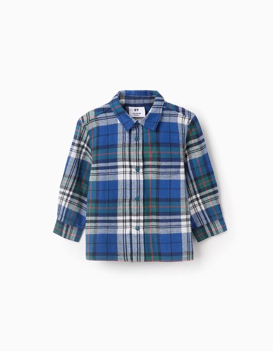 Comprar Online Camisa de Flanela com Xadrez para Bebé Menino, Azul