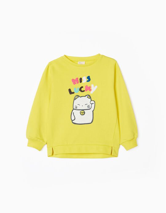 Sweatshirt for Girls 'Miss Lucky', Yellow