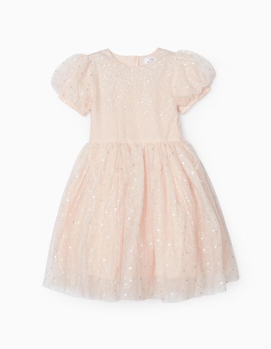 Dress with Tulle and Sequins for Girls, Light Pink