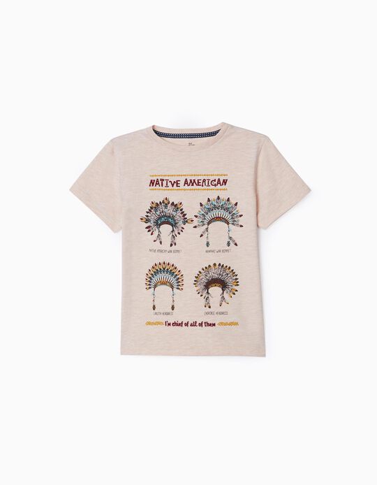 T-Shirt for Boys 'Native American', Beige