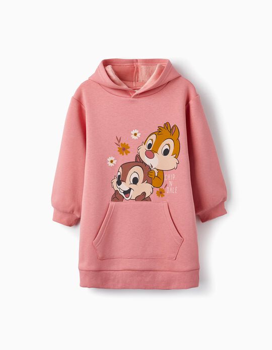 Carded Long Sleeve Hooded Dress for Girls 'Chip and Dale', Pink