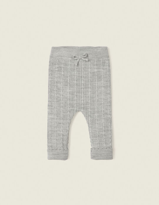 Knitted Trousers for Newborn Baby Girls, Grey