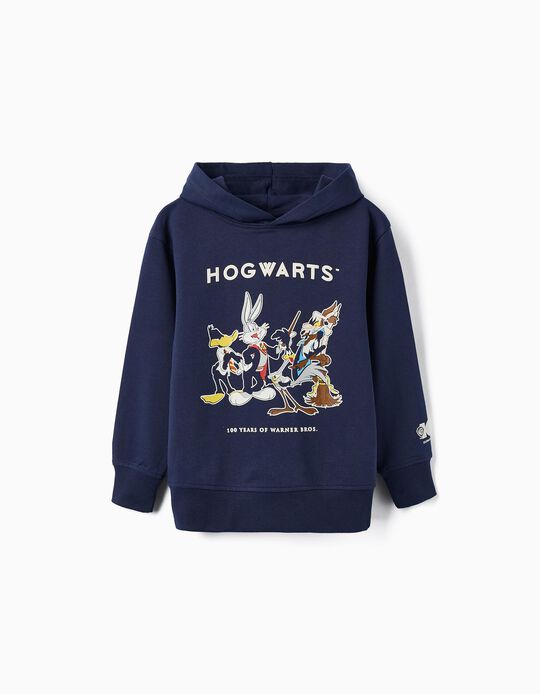 Sudadera con Capucha para Niño 'Looney Tunes x Hogwarts', Azul Oscuro