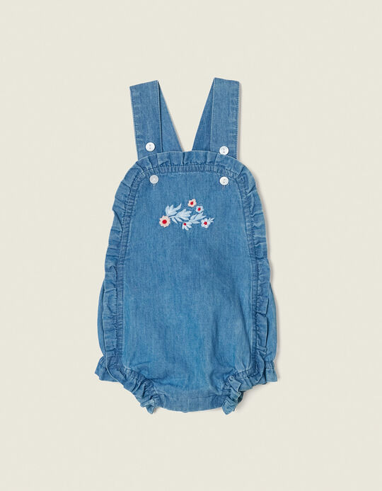 Denim Jumpsuit with Frills for Newborn Baby Girls, Lilac