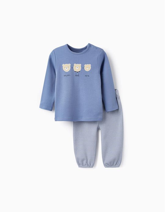 Pijama de Algodão para Bebé Menino 'Ursinho', Azul Escuro