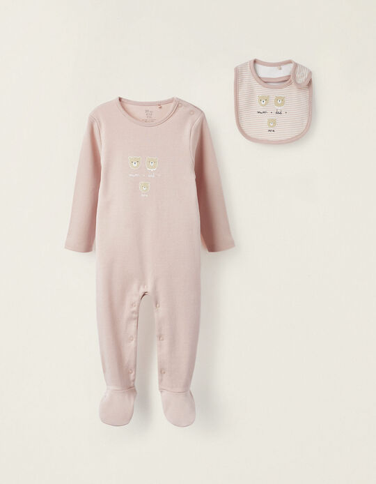 2-Piece Cotton Set for Newborn Girls 'Bears', Pink