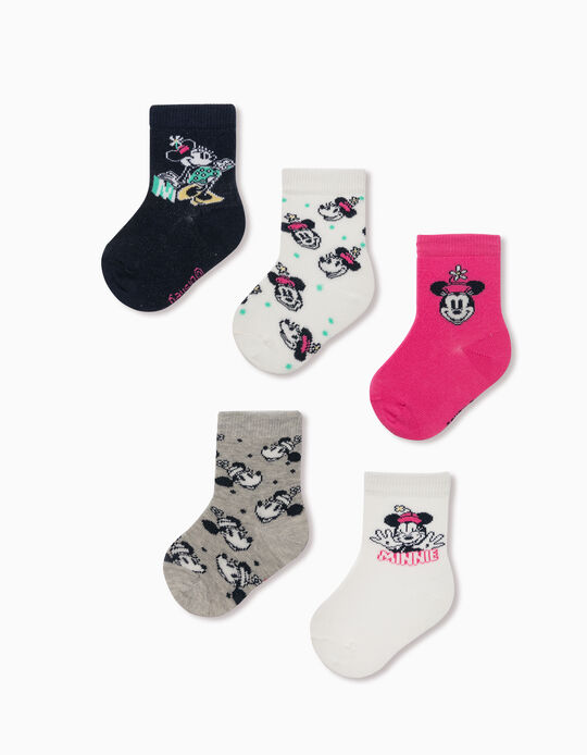 5 Pairs of Socks for Baby Girls, 'Minnie Mouse', Multicoloured